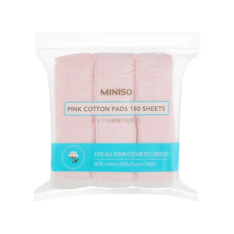 Ватные диски Pink Cotton Pads Miniso, 180 шт.