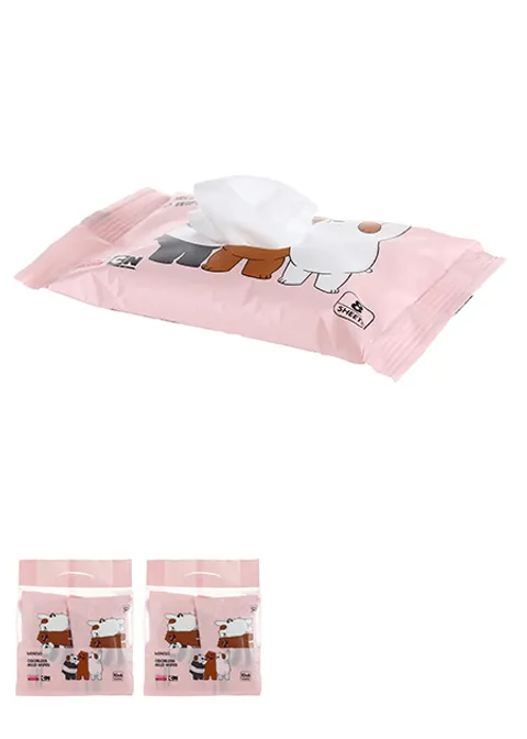 Влажные салфетки без запаха We Bare Bears Odorless Mild Wipes Miniso 10 шт
