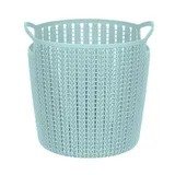Овальная плетёная корзина Miniso, 17 × 16 × 17 см, голубая