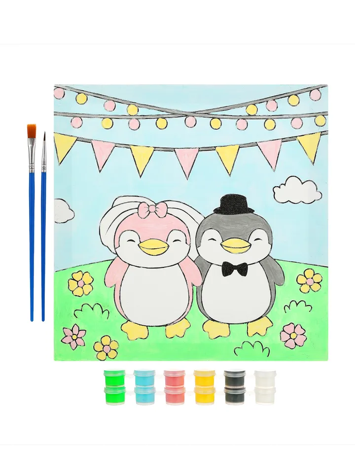 Игрушки для раскрашивания набор раскраски Miniso, 25 × 25 см, свадебные пингвины