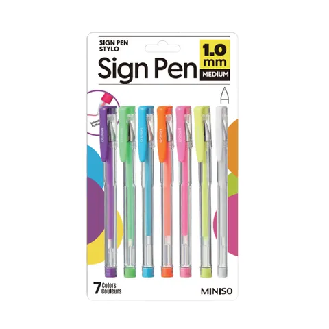 Ручка гелевая Miniso Ручки цветные SIGN PEN 7 шт, 1 мм, цвет чернил мультиколор