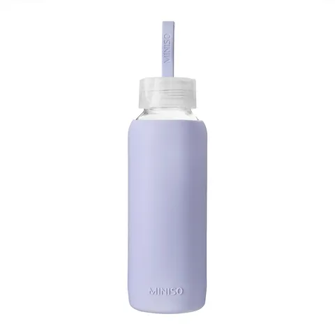 Бутылка Miniso 0.3 л фиолетовый, винтовая, силикон, стекло