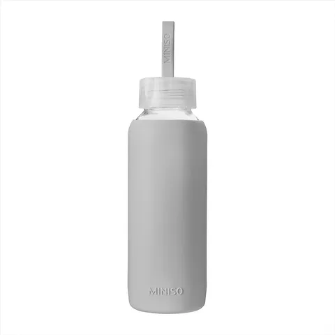 Бутылка Miniso 0.3 л серый, винтовая, силикон, стекло