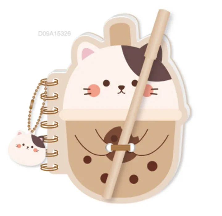 Серия «Молочный чай» – Блокнот на спирали, 80 листов Miniso, 17 × 12,2 см, котёнок