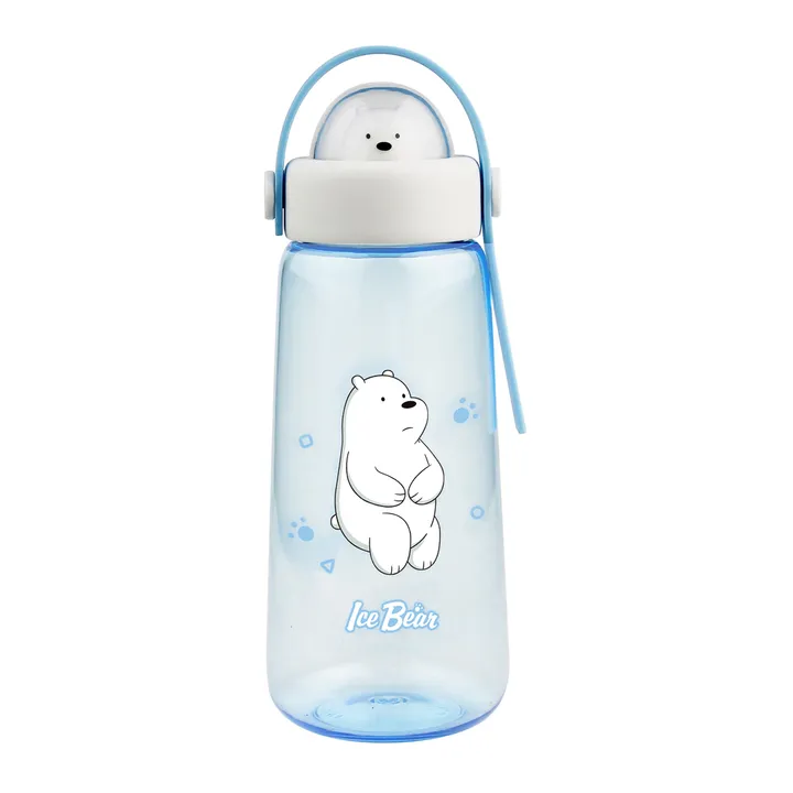 Пластиковая бутылка для прохладной воды из коллекции We Bare Bears с декором (600 мл) (Ледяной медве Miniso, 20,5 × 7,7 см