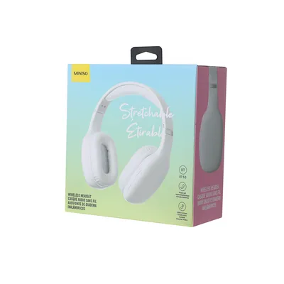 Растягивающаяся беспроводная гарнитура, модель: E21016A Miniso, 18,5 × 17,3 см, белая