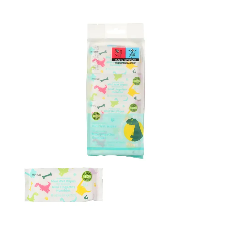 Влажные салфетки Miniso Dinosaur Series Mini Wet Wipes 8 шт