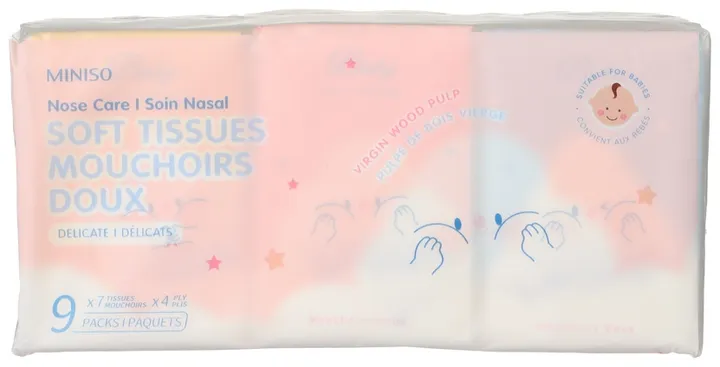 Бумажные платочки Miniso SOFT TISSUES for nose care 7 шт