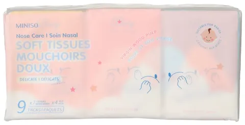 Бумажные платочки Miniso SOFT TISSUES for nose care 7 шт
