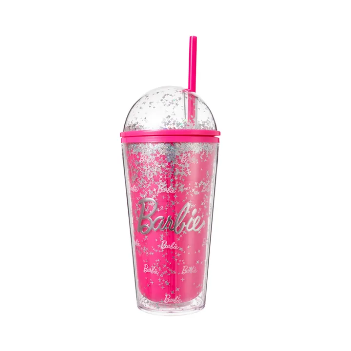 Пластиковый стакан с двойными стенками и соломинкой (600 мл) Miniso, Barbie, 21,9 × 9,8 см