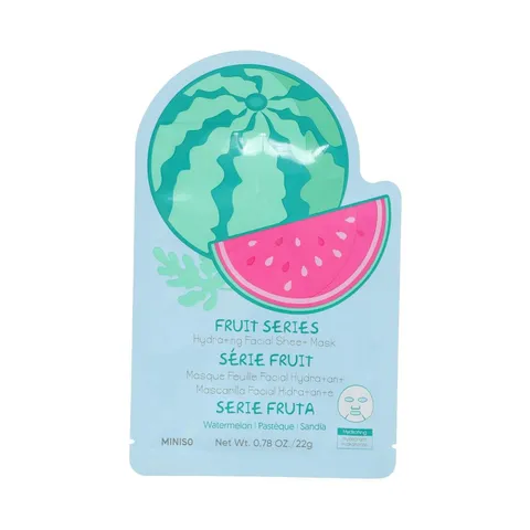 Увлажняющая листовая маска для лица Fruit Series Miniso, 19 × 12 см, арбуз