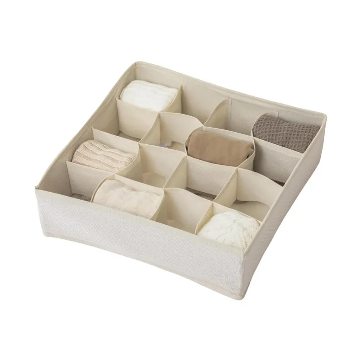 Органайзер из искусственного льна с 16 отделениями Miniso, 32 × 32 см, бежевый