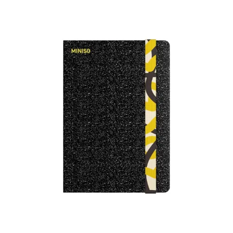 Тетрадь A5 из серии Glitter с твердой обложкой из PU, с резинкой (черная) (80 листов) Miniso, 21,4 × 15 см