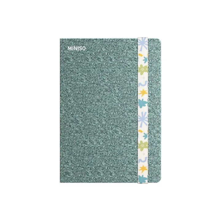 Тетрадь A5 из серии Glitter с твердой обложкой из PU, с резинкой (синяя) (80 листов) Miniso, 21,4 × 15 см