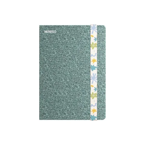 Тетрадь A5 из серии Glitter с твердой обложкой из PU, с резинкой (синяя) (80 листов) Miniso, 21,4 × 15 см